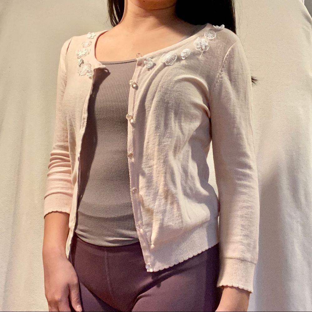 EUC Light Pink Flower Cardigan